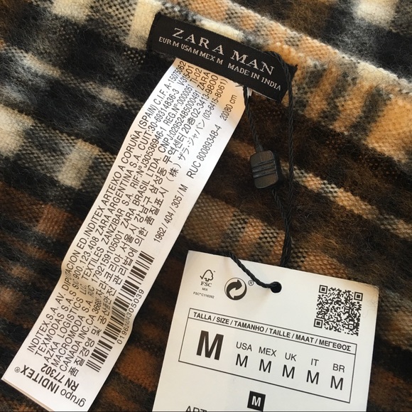 Zara Man Unisex Plaid Blanket Scarf NWT - Picture 4 of 5